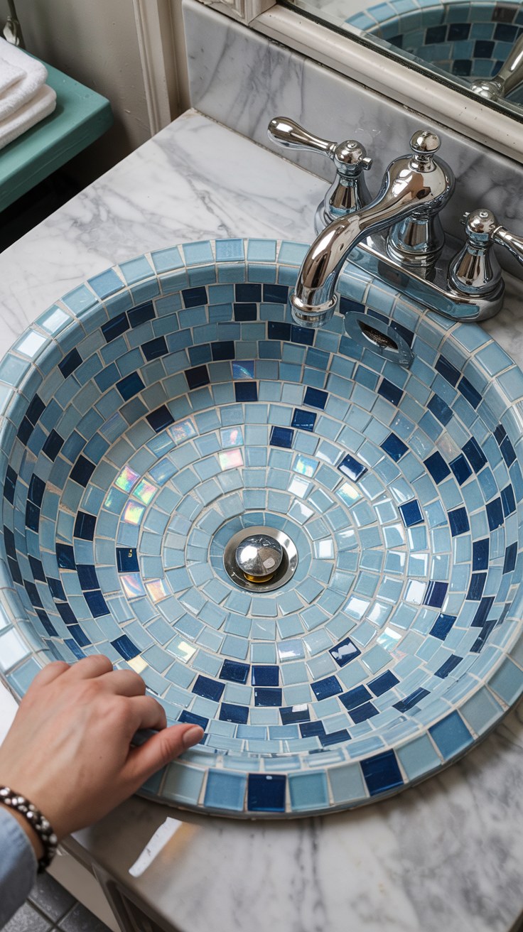 Luxury Blue Mosaic Vessel Sink Ideas for Elegant Bathroom Design