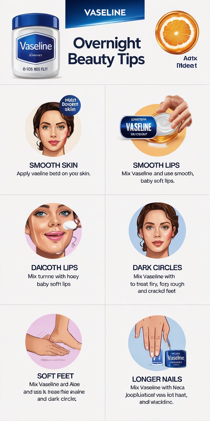 7 Vaseline Overnight Beauty Tips for Glowing Skin and Soft Lips