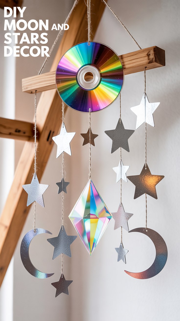 DIY Moon and Stars Wall Hanging Decoration Ideas for Bedrooms