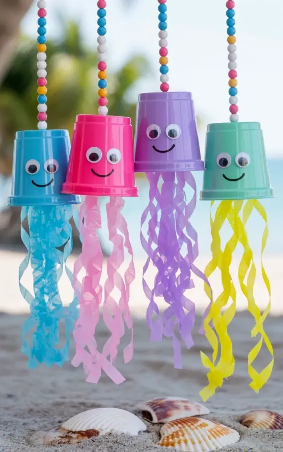 Plastic Cup Jellyfish Craft - Budget Beach Decor DIY Idea