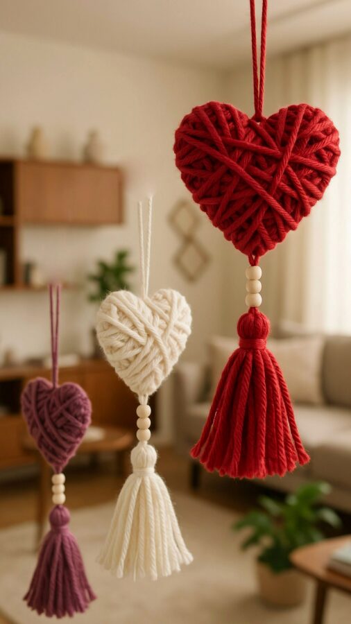Dollar Store Yarn Hearts DIY | Budget-Friendly Valentine Home Decor | Easy Handmade Tutorial