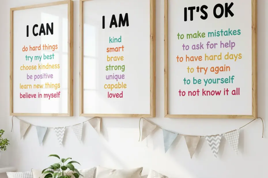 Kids Affirmation Posters Set of 3 | Budget Friendly Wall Art for Kids Room | Positive Affirmations Decor