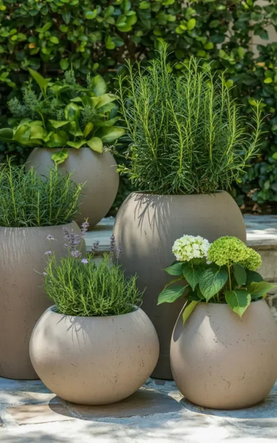 Budget Home Decor Outdoor Planters | Beige Ceramic Pot Set for Patio
