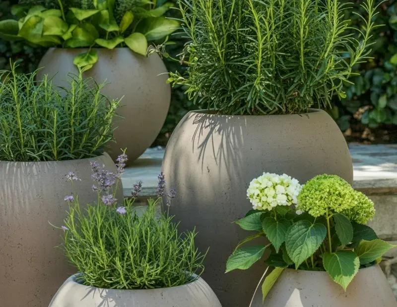 Budget Home Decor Outdoor Planters | Beige Ceramic Pot Set for Patio
