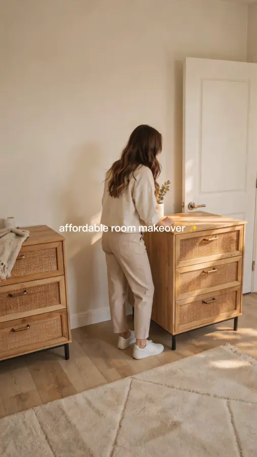 Budget Rattan Dresser | Light Oak 3-Drawer for Affordable Room Makeover | Home Organization Solution