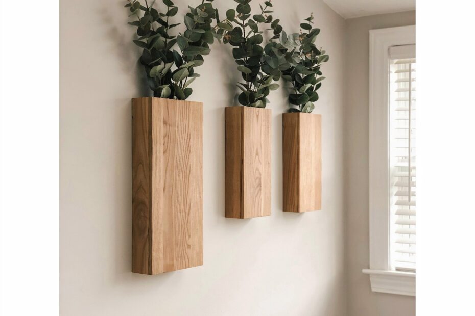 Budget Large Wood Wall Pocket for Dried Flowers | Faux Greenery Display | Handmade Stained Finish Decor