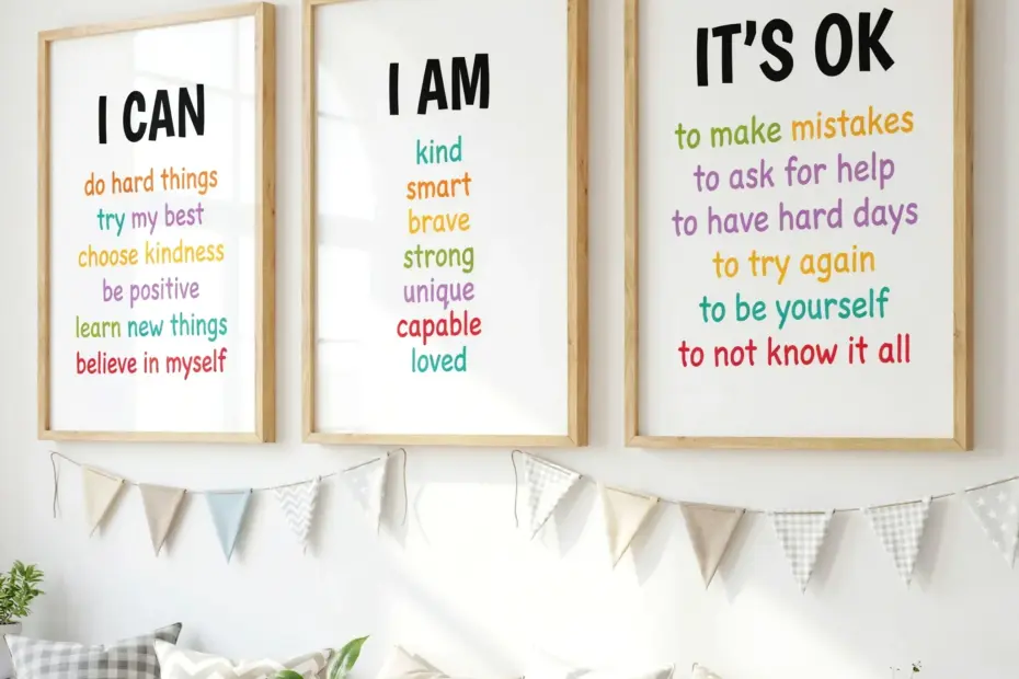 Kids Affirmation Posters Set of 3 – Pastel Positive Affirmations Wall Art for Back to School