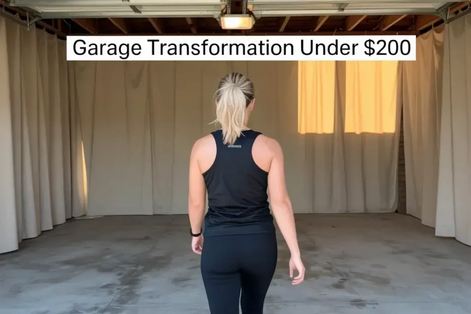 Garage transformation under $200 | cozy curtained workout space