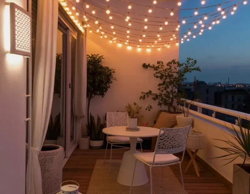 Avoid This Budget Balcony Decor Mistake for a Dreamy Nighttime Hangout